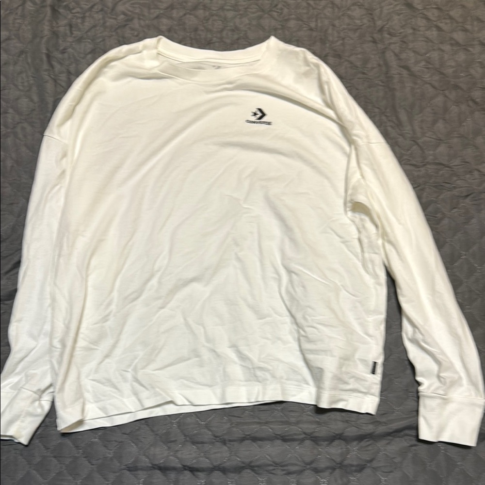 Converse White Long Sleeve Tee Classic Crew Neck